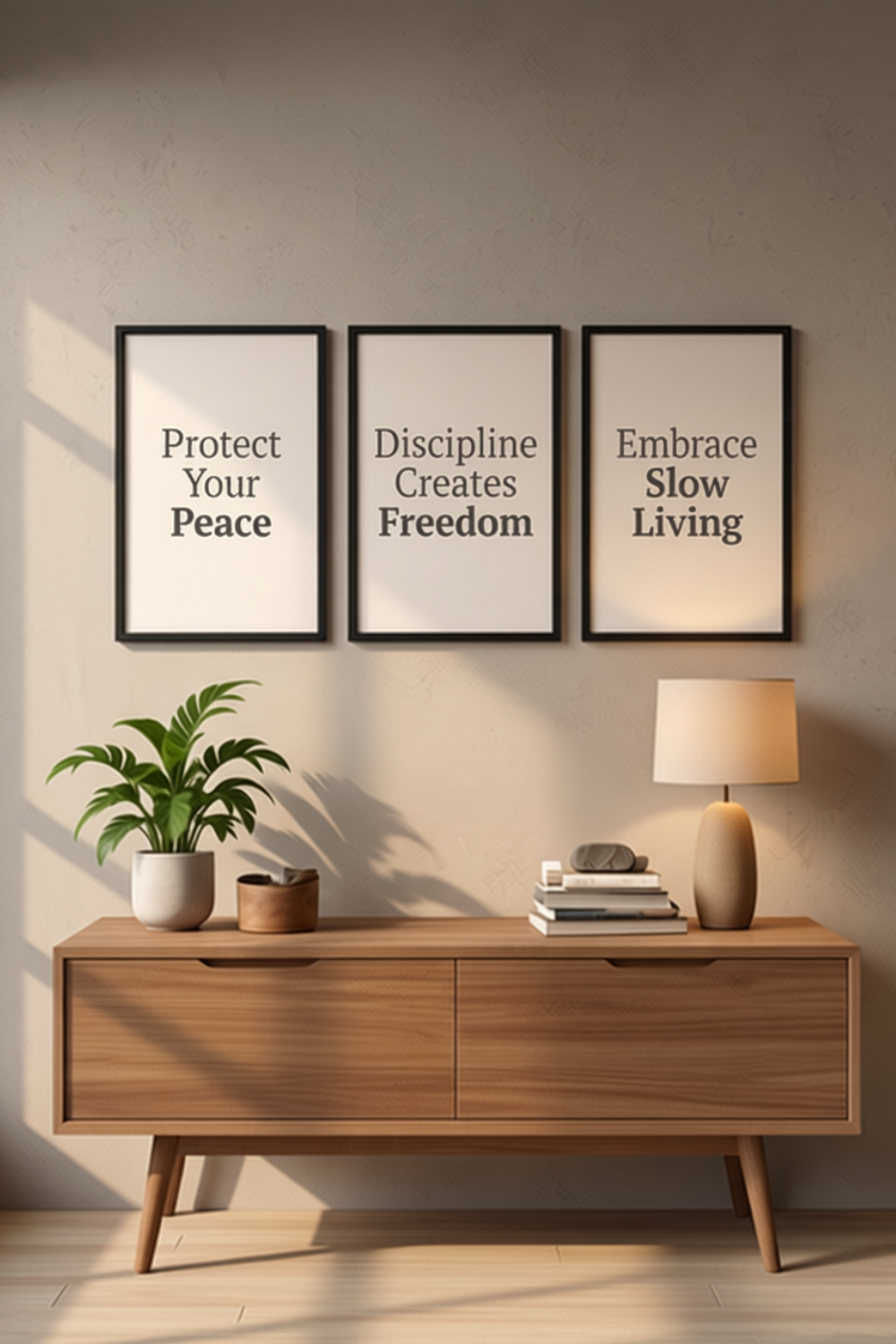 Protect Your Peace neutral quote print mockup – minimalist wall art instant download