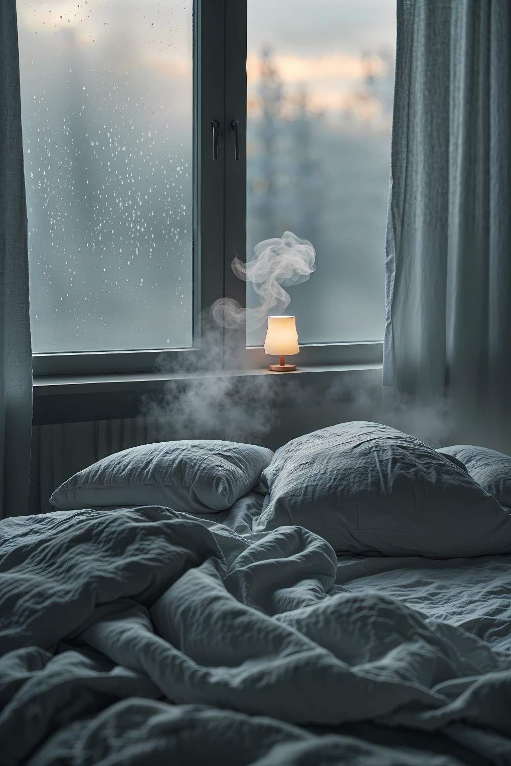 Moody minimalist printable wall art – cozy neutral tones cinematic bedroom print