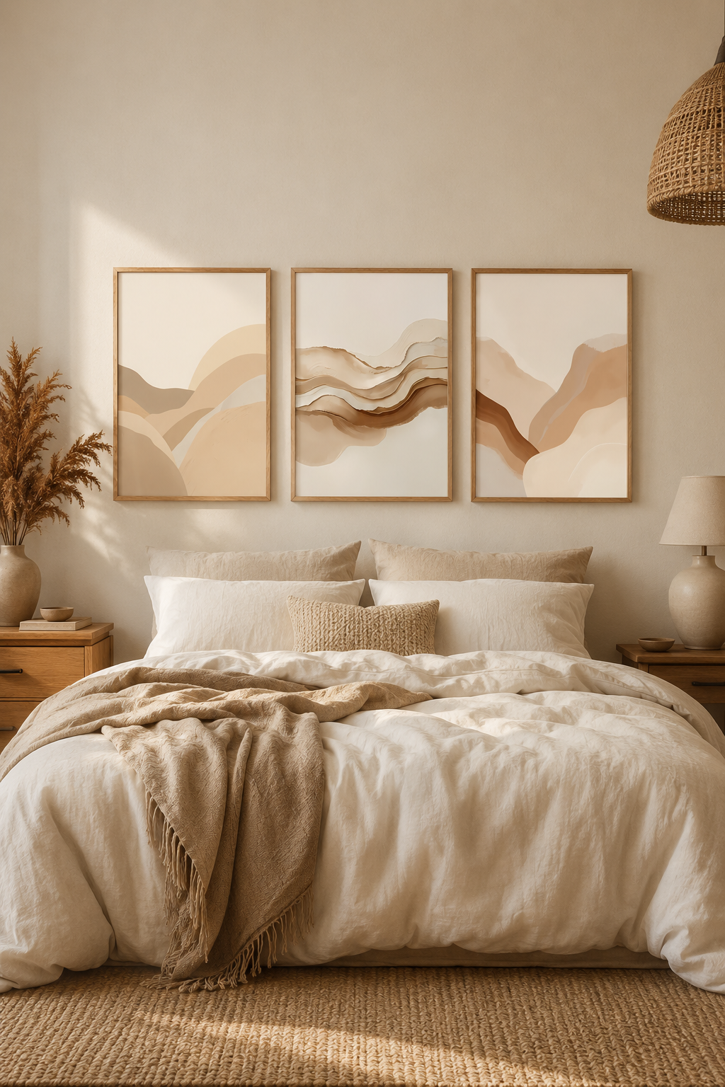 Neutral Abstract Printable Wall Art Set of 3 | Minimal Beige Scandinavian Decor