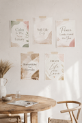 Soft life aesthetic printable wall art set of 5 – neutral minimalist quote prints mockup
