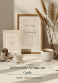 Printable affirmation cards set of 30 featuring neutral self care designs for instant digital download