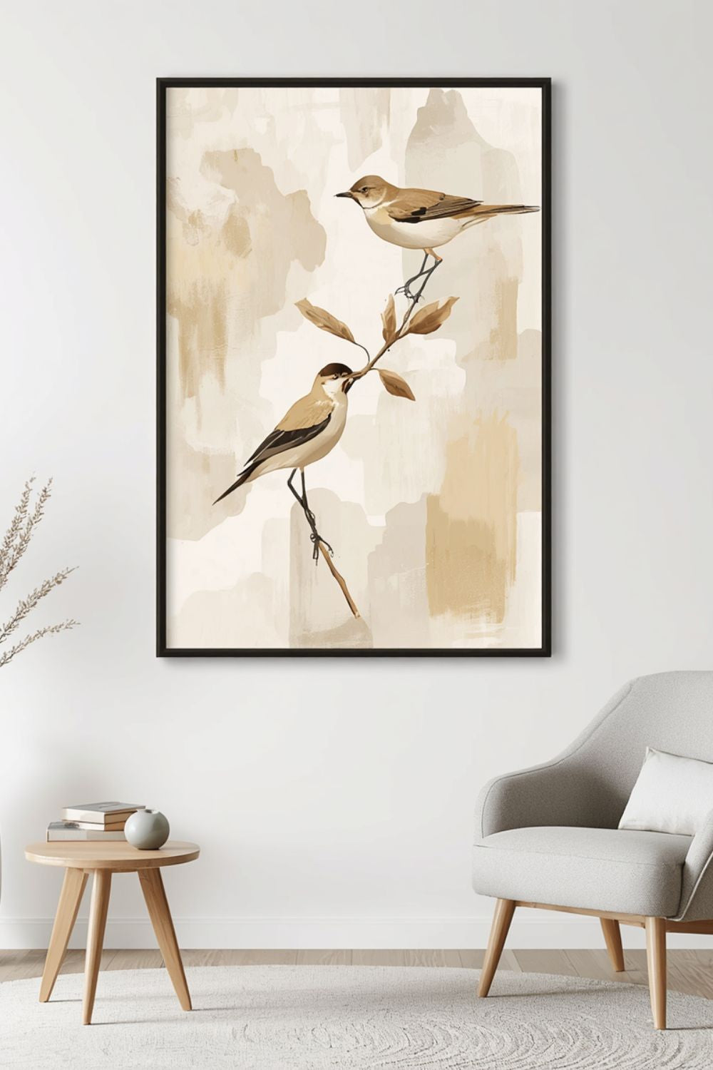 Scandinavian bird art print – modern calm home decor neutral printable instant download